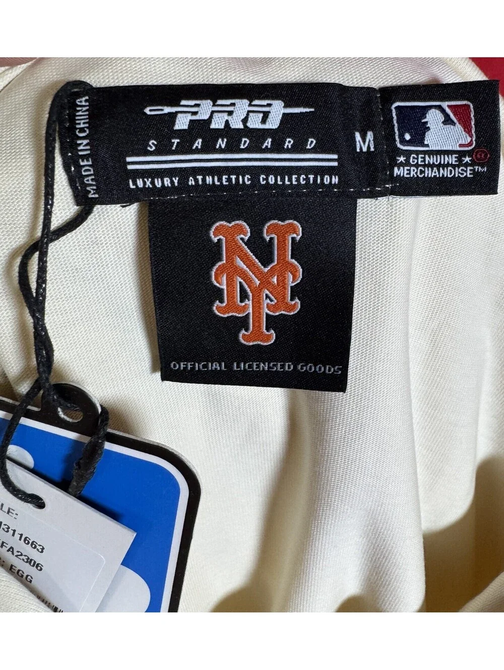 New York Mets Pro Standard Cream Short Sleeve Hoodie T Shirt Mens M NWT